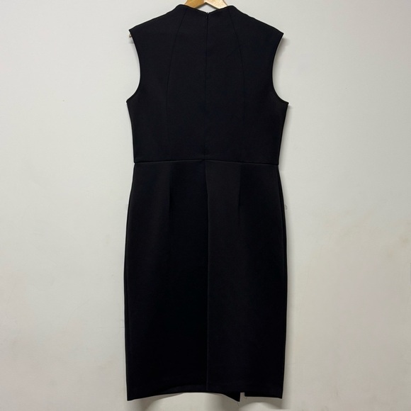 SLNY Black Sleeveless Sheath Dress Neoprene Slit Office 12 - Picture 4 of 6